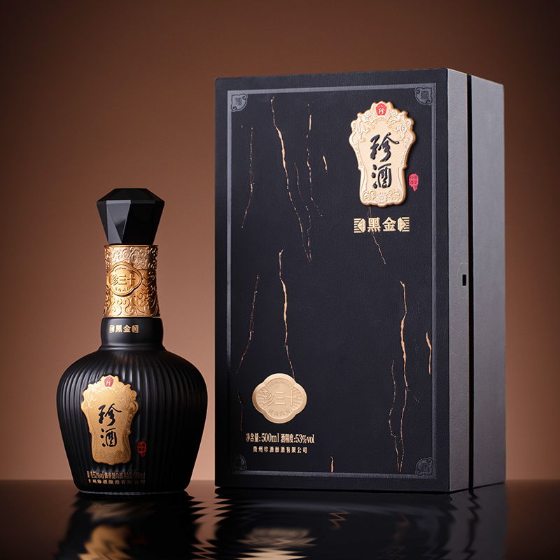 珍酒 珍三十黑金版 醬香型白酒 53度 500ml*1瓶 單瓶裝 酒中珍品 珍藏