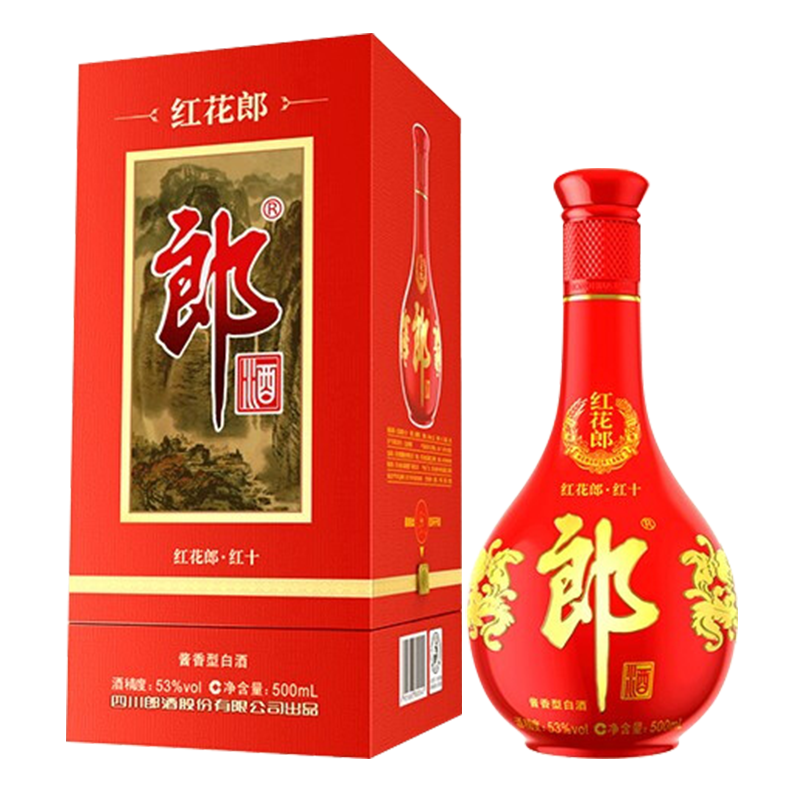 郎酒 红花郎（10）陈酿 53度 高度白酒500ml*1单瓶装