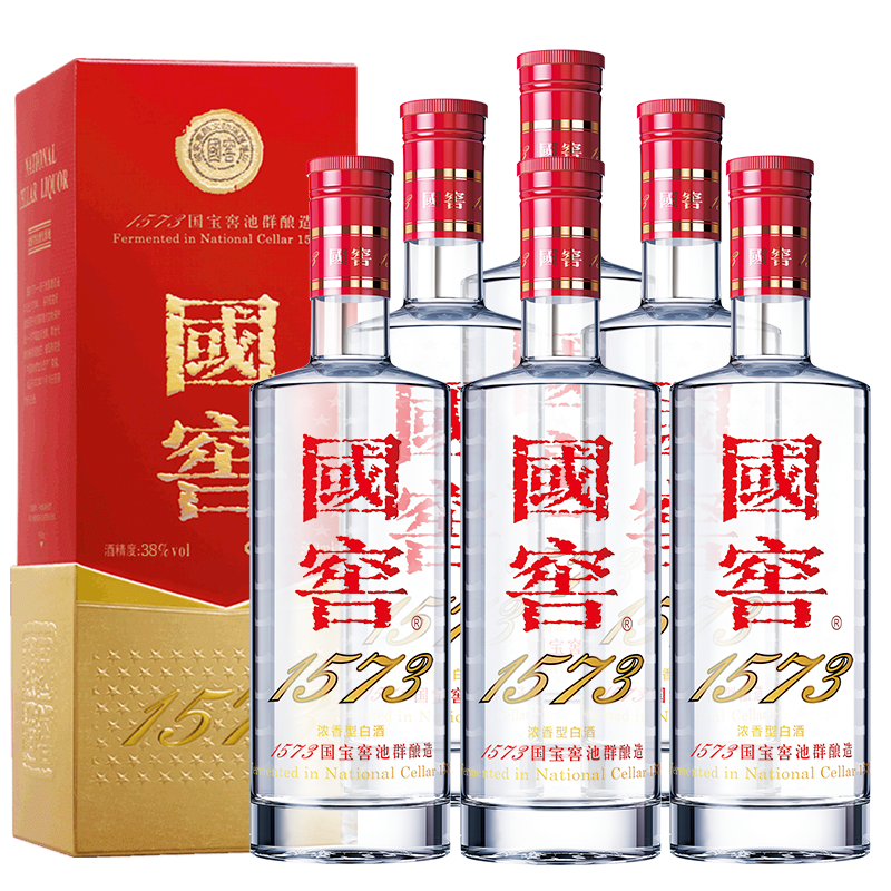 泸州老窖 国窖1573 浓香型白酒 38度 500ml*6瓶 整箱 年份随机